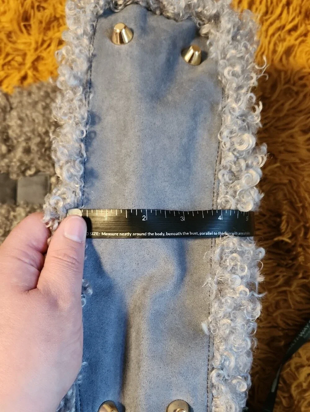 NWOT Light Blue Faux Shearling Tote with Front Pocket